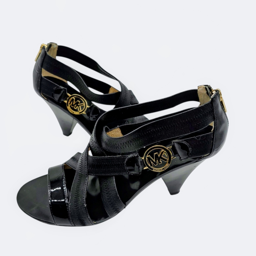 MICHAEL Michael Kors Robertson Black Strappy Heel Sandals 9.5